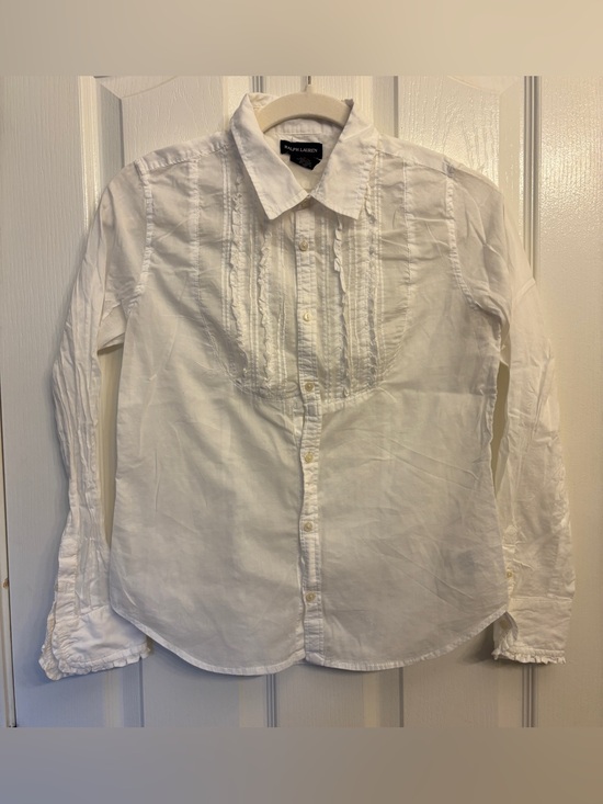 Ralph Lauren Other - Ralph Lauren White 100% Cotton Button-down  Ruffled Shirt ~ Child’s Size 16